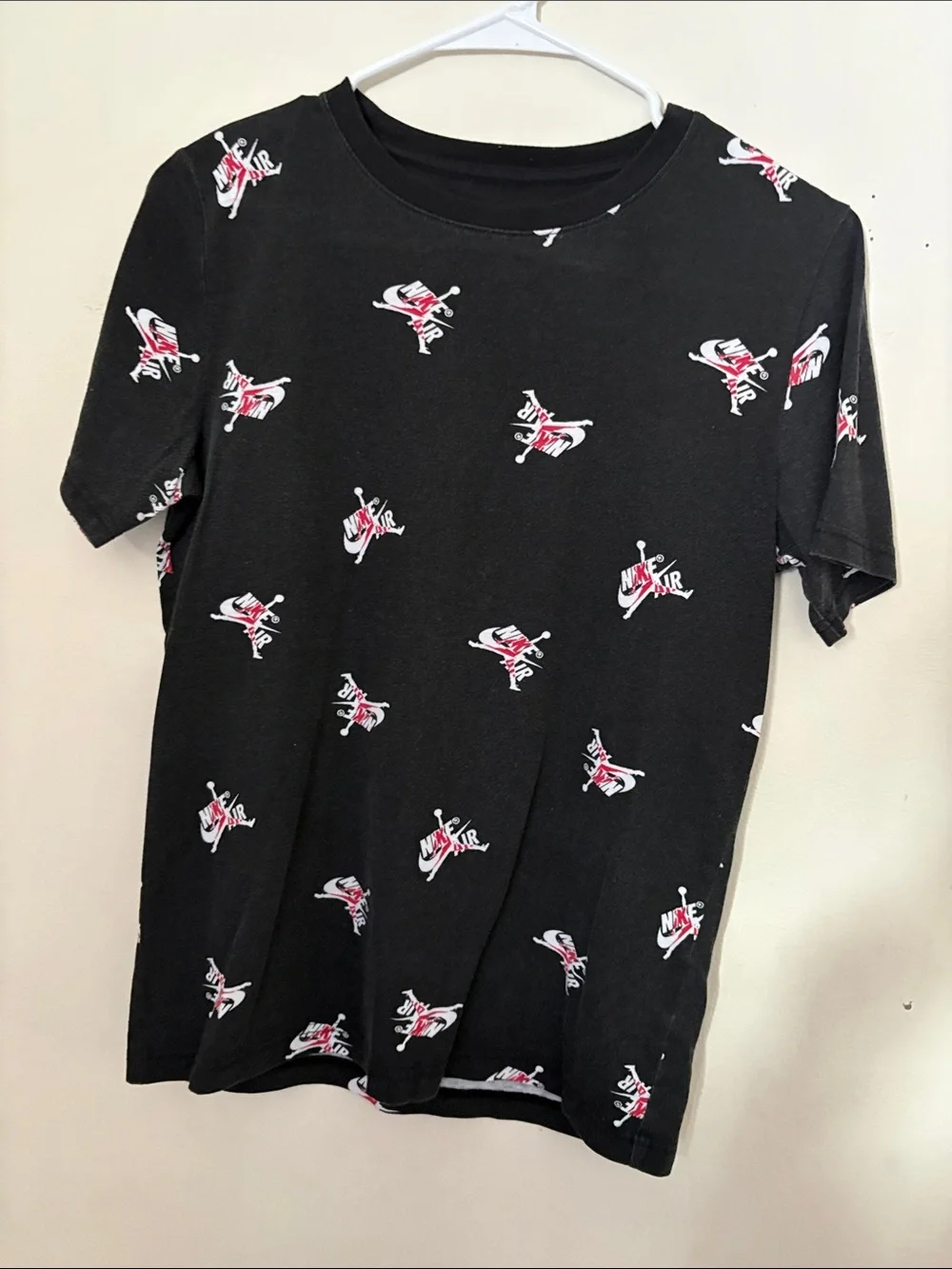 Nike Black Tee with White and Red Mini Logo Print